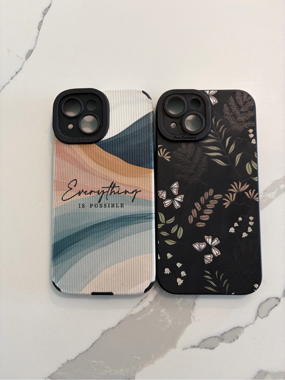 Decorative Black & Multicolor Floral and Wave Phone Cases